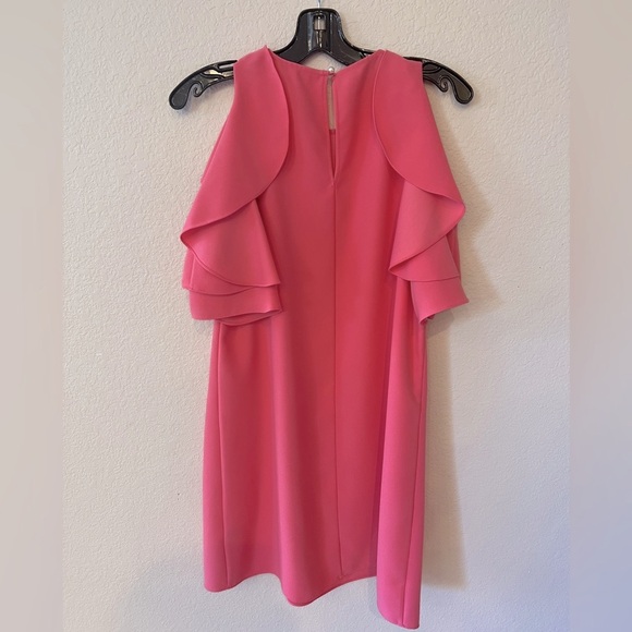 Kate Spade Crepe Cold Shoulder Dress - size S- coral pink - Picture 5 of 7